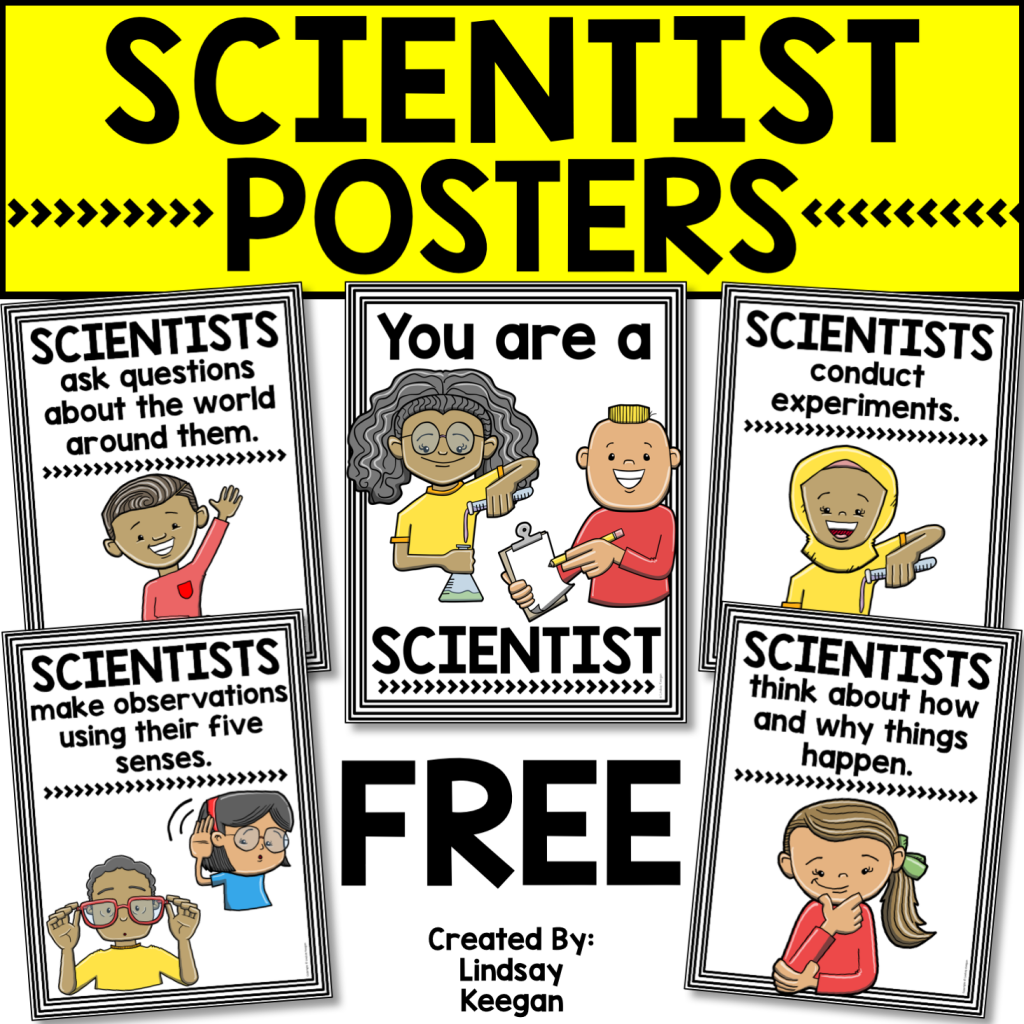 Free scientist posters to use for science classroom decor.