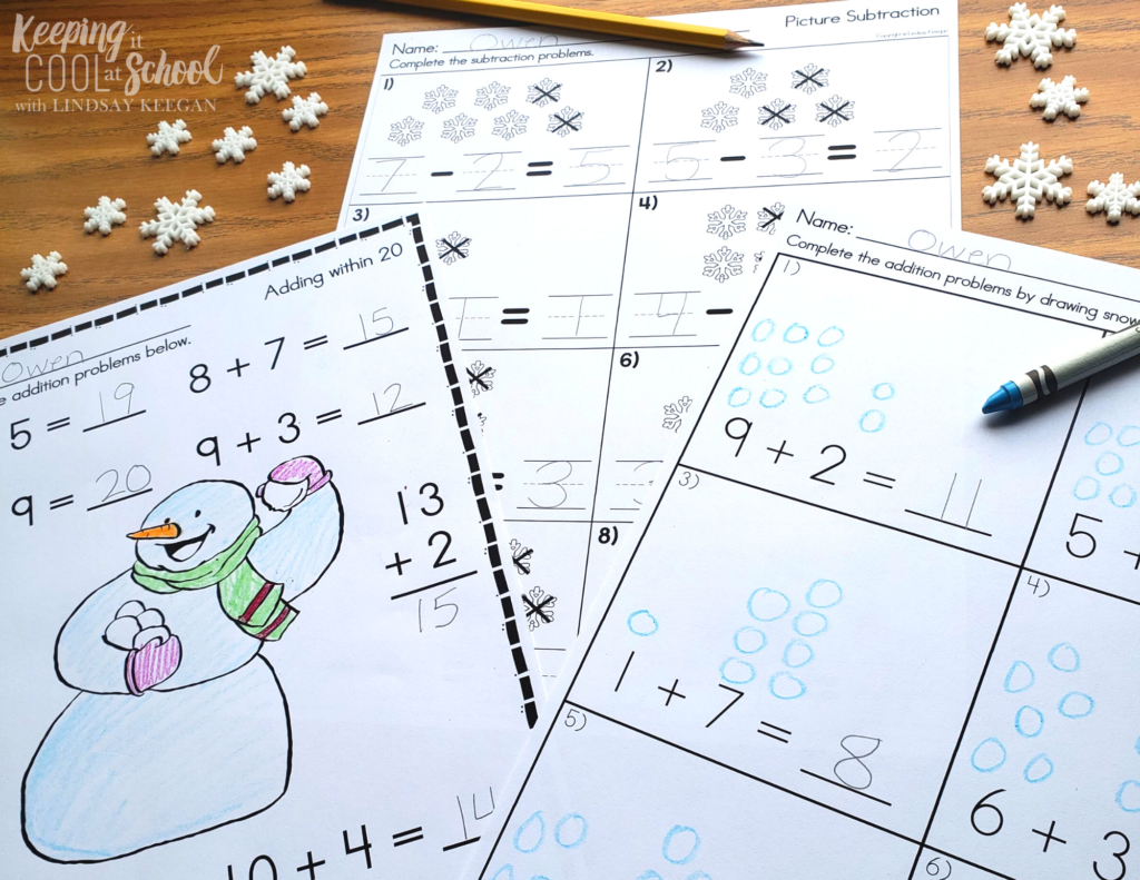 winter math activities for kindergarten