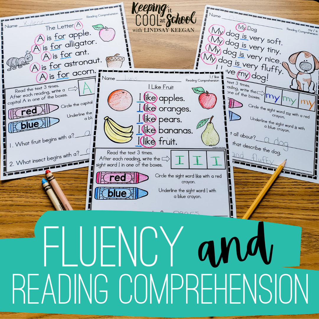 Pictures of fluency and reading comprehension passages